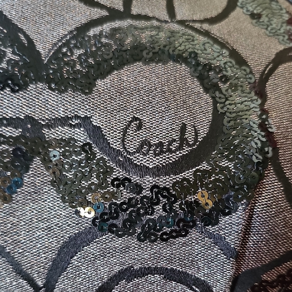 COACH 2010 MADISON SOPHIA LEATHER LUREX SEQUIN LARGE SATCHEL BAG TOTE Like New! - Picture 6 of 12